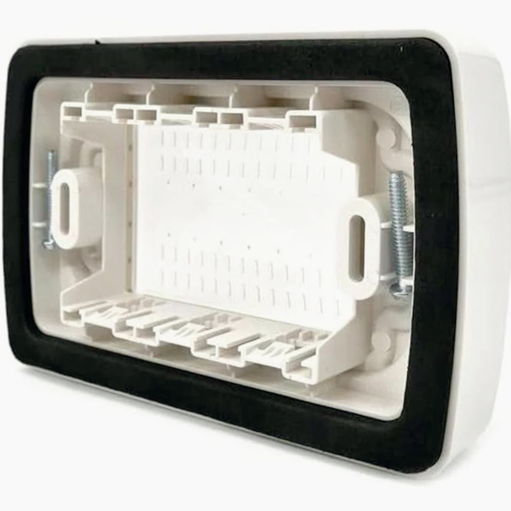 Placca idrobox IP55 bianca 3 posti, compatibile Living Light International 503