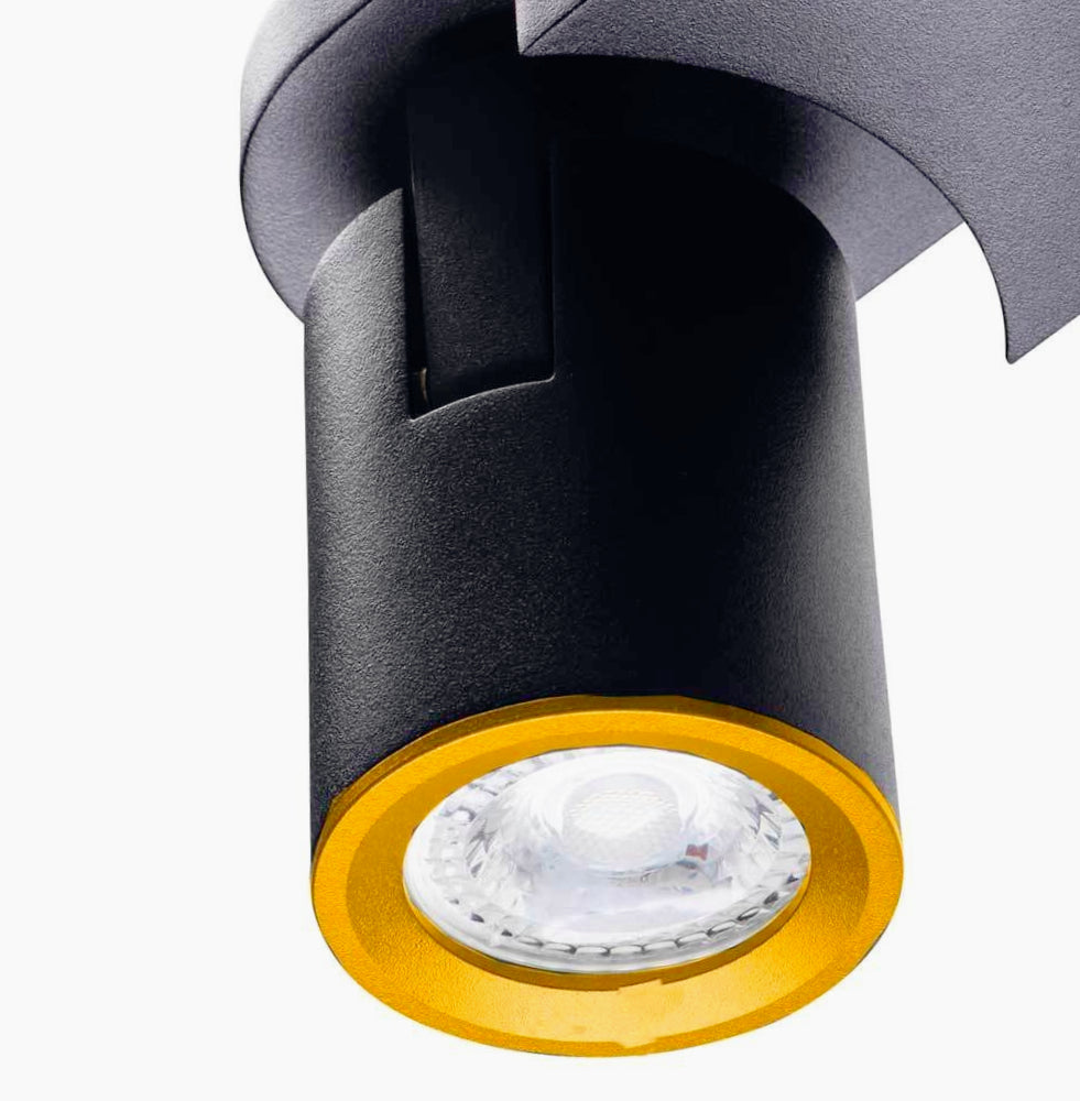 Plafoniera 2 Diffusori Orientabili - GU10, Colore Bianco/Nero (Da Soffitto o Parete)