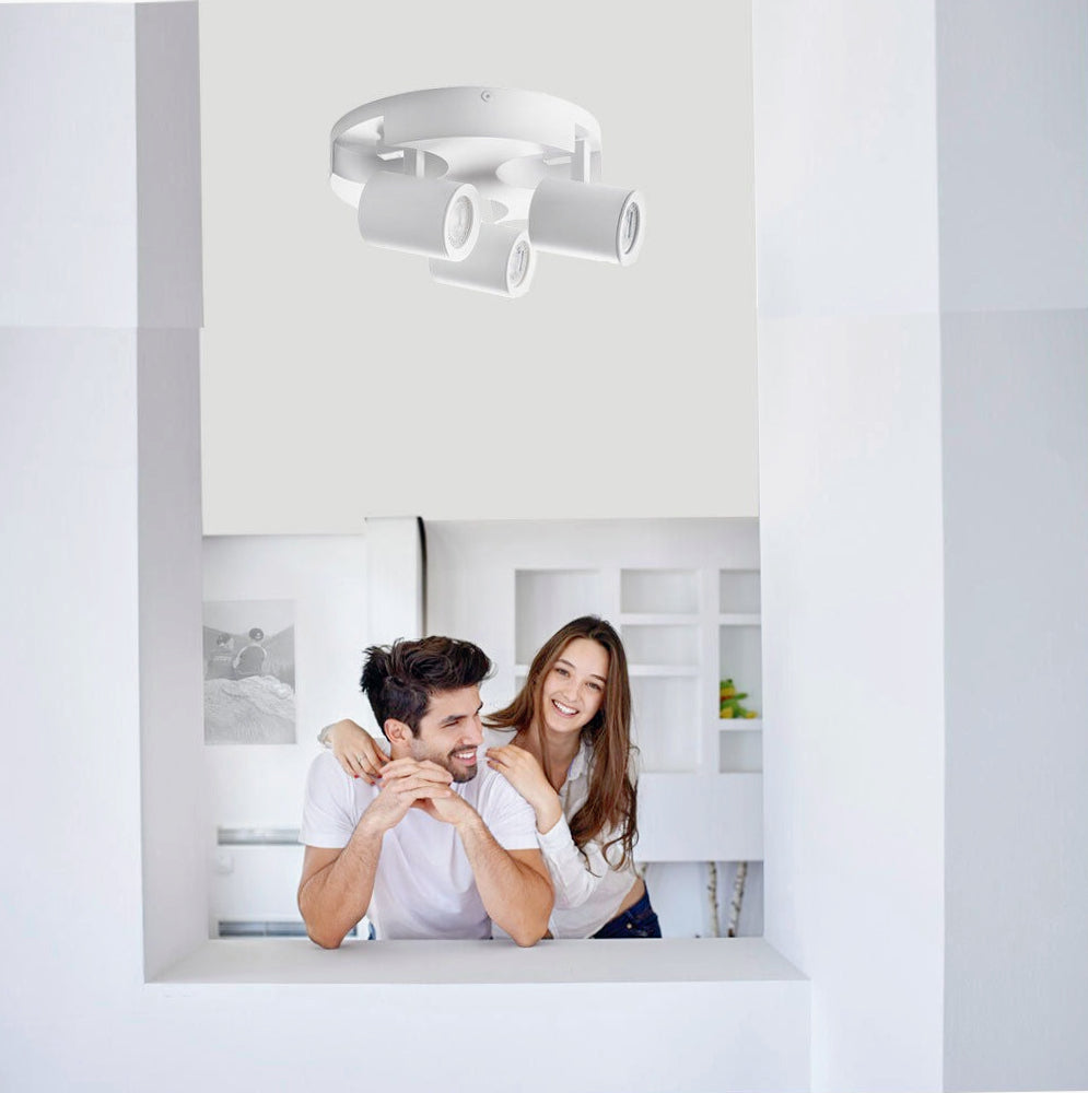 Plafoniera Tonda 3 Diffusori Orientabili - GU10 (Da Soffitto o Parete)