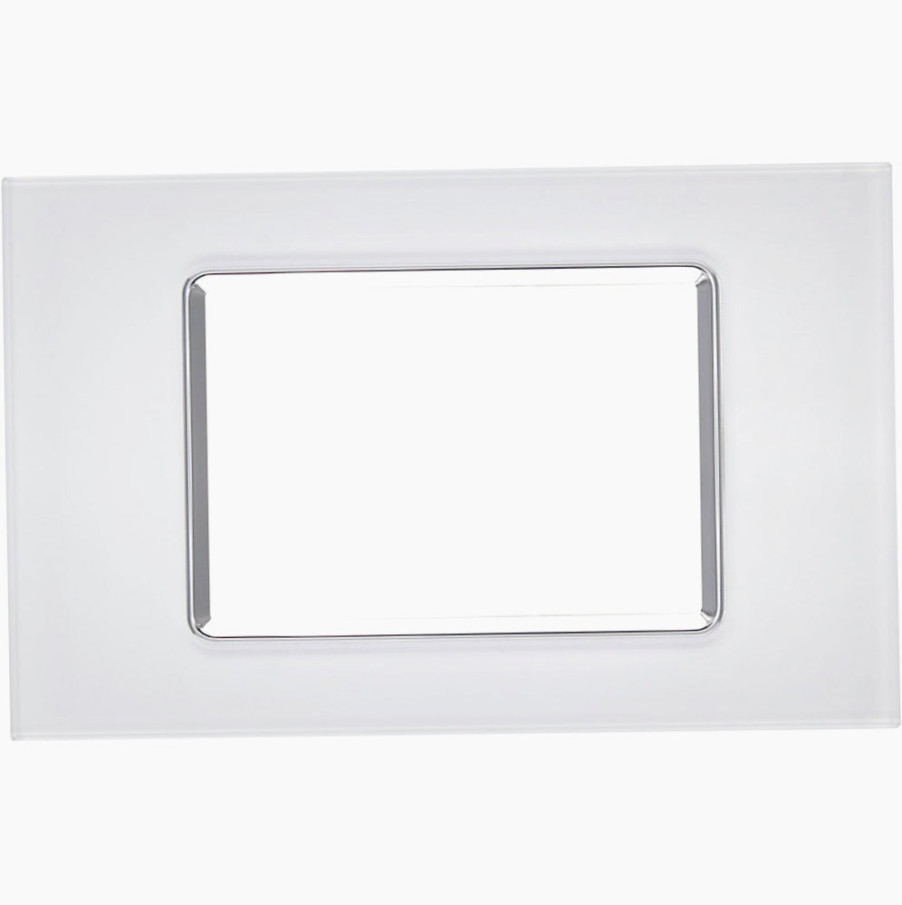 Placchetta in Vetro Bianco 3-7 Posti – Compatibile con Living Light Cassetta 503
