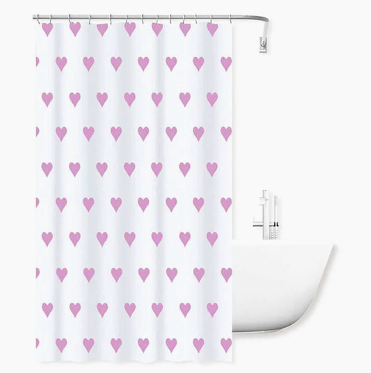 Tenda da doccia impermeabile in PVC – 200×240 cm, 12 ganci, motivo cuori rosa