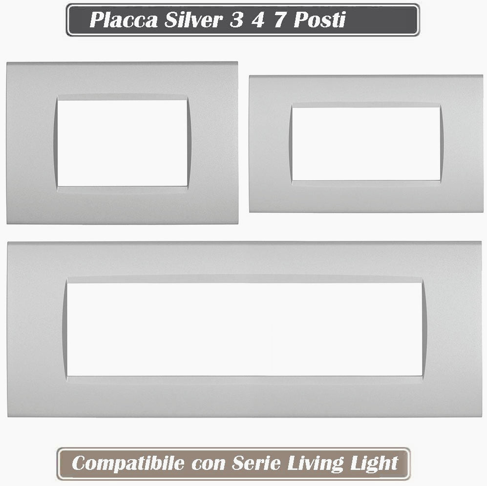 Placchetta Argento da 3 a 7 Posti – Compatibile con Living Light Cassetta 503