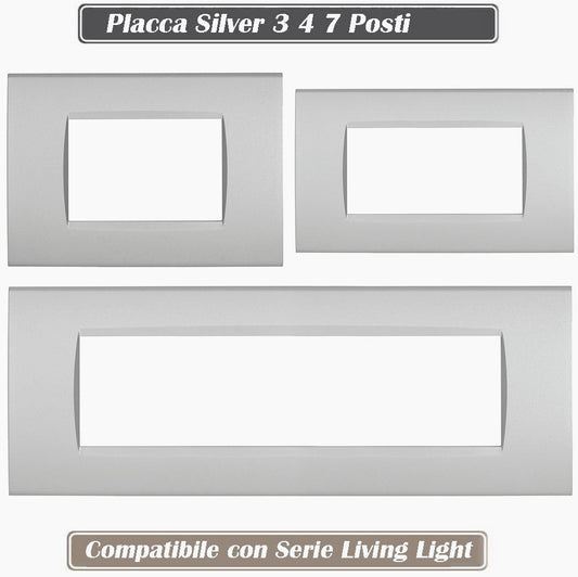 Placchetta Argento da 3 a 7 Posti – Compatibile con Living Light Cassetta 503