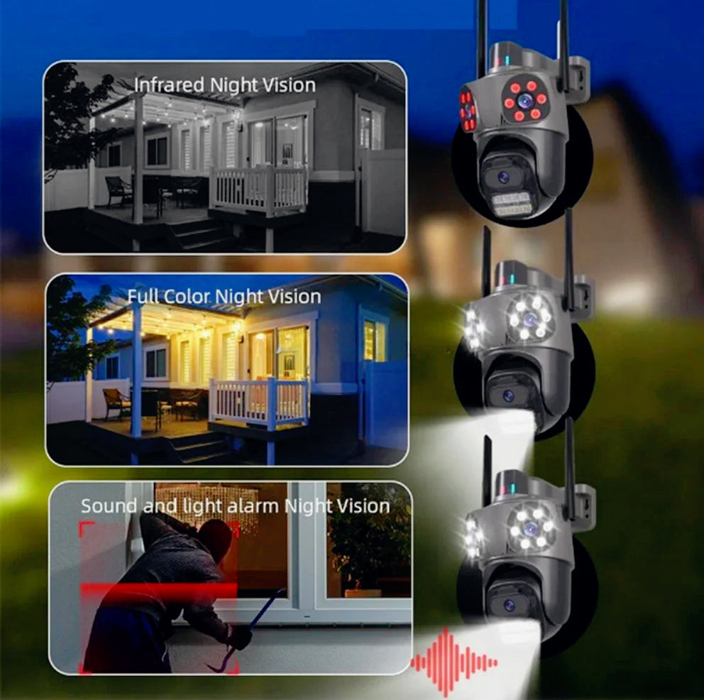 Telecamera Wi-Fi con 3 obiettivi – 2 fissi + 1 motorizzato, Zoom 5X, 4MP (Full HD+)