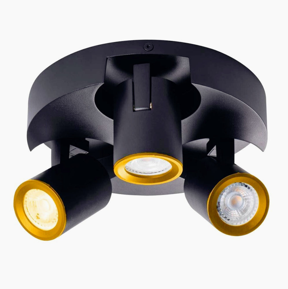 Plafoniera Tonda 3 Diffusori Orientabili - GU10 (Da Soffitto o Parete)