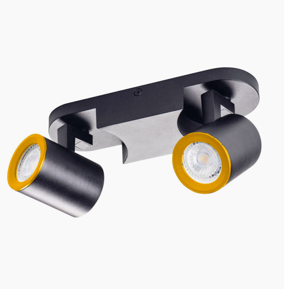 Plafoniera 2 Diffusori Orientabili - GU10, Colore Bianco/Nero (Da Soffitto o Parete)
