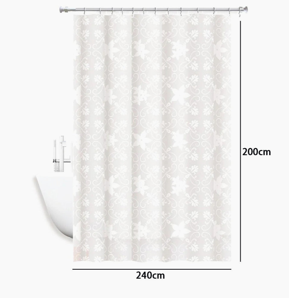 Tenda da doccia impermeabile in PVC – 12 ganci, motivo fiori, varie misure