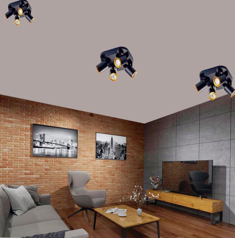 Plafoniera/Punto Luce Tonda 4 Diffusori Orientabili – GU10 (Da Soffitto o Parete)