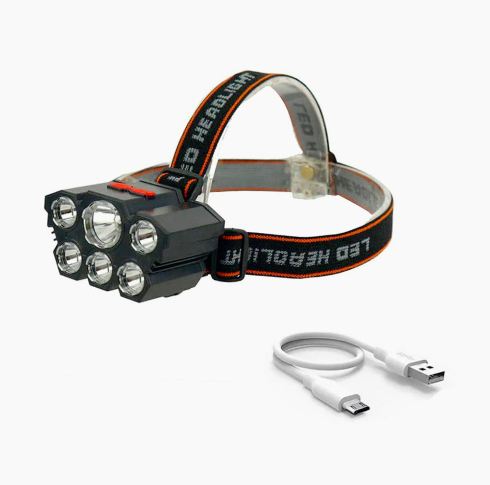 Torcia ricaricabile a 6 LED – Dimmerabile e lampada frontale inclinabile