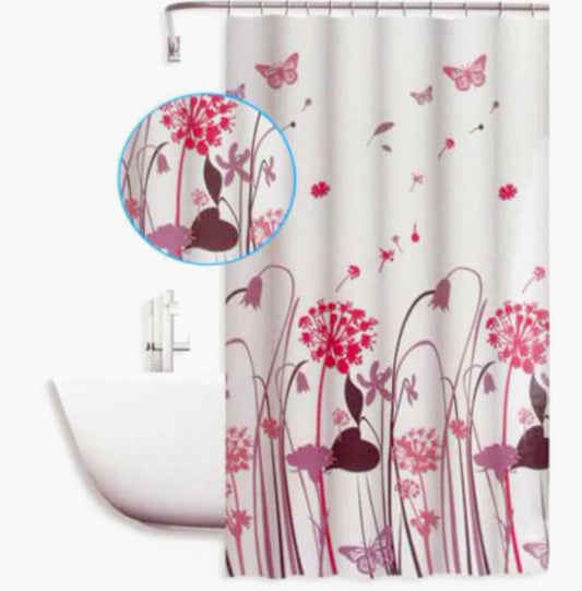 Tenda da doccia impermeabile in PVC – 200×240 cm, 12 ganci, motivo fiori e farfalle