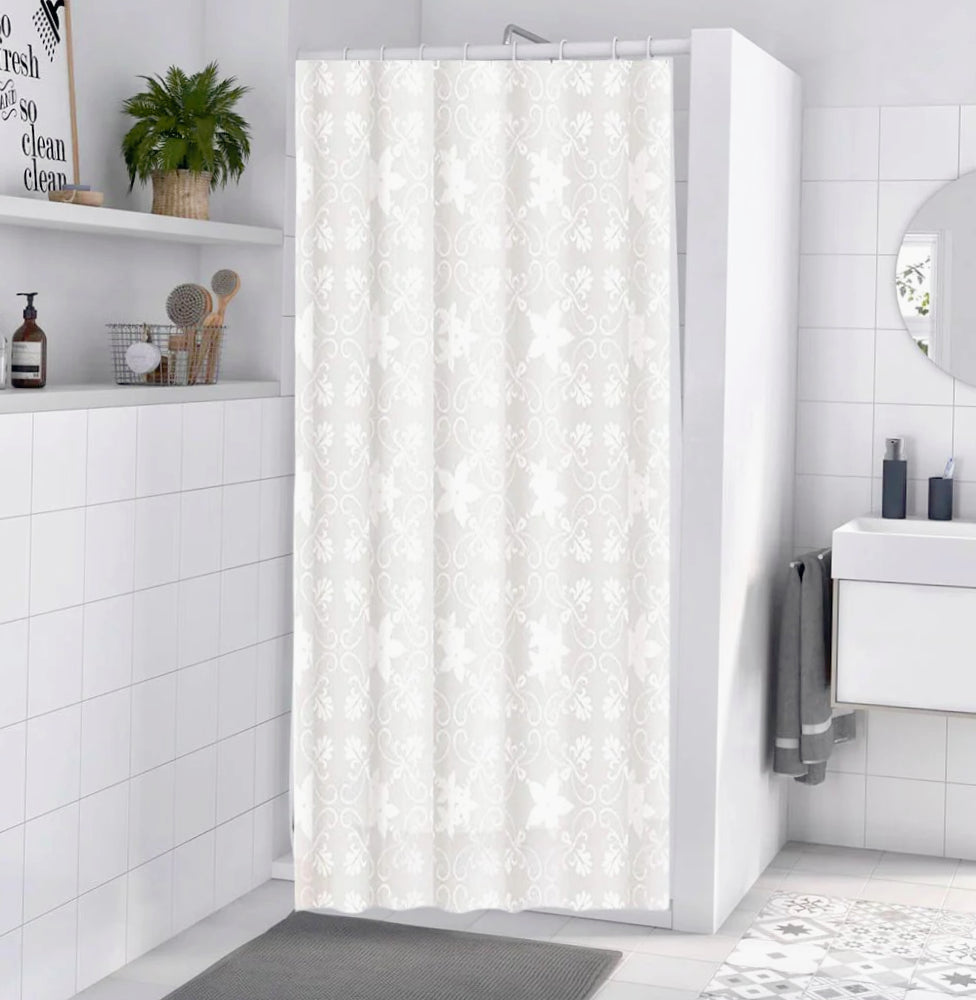 Tenda da doccia impermeabile in PVC – 12 ganci, motivo fiori, varie misure