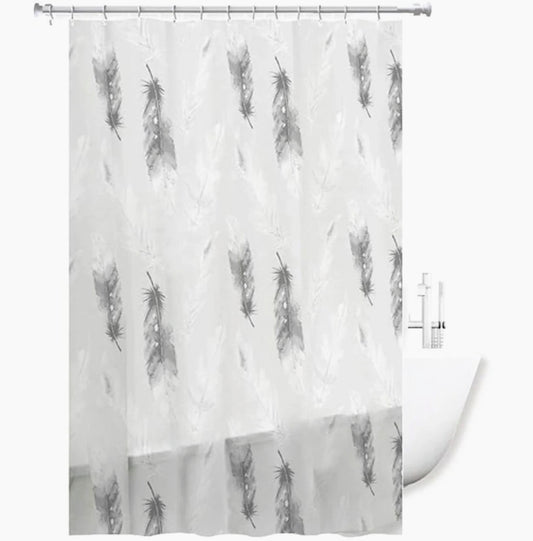 Tenda da doccia impermeabile in PVC – 180×200 cm, 12 ganci, motivo piume
