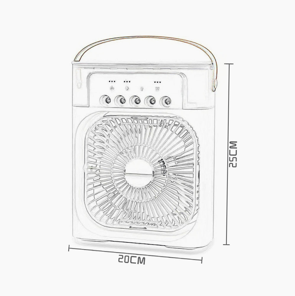 Ventilatore 3 velocità con vaporizzatore profumatore e luci LED – Multifunzione per freschezza, aroma e atmosfera