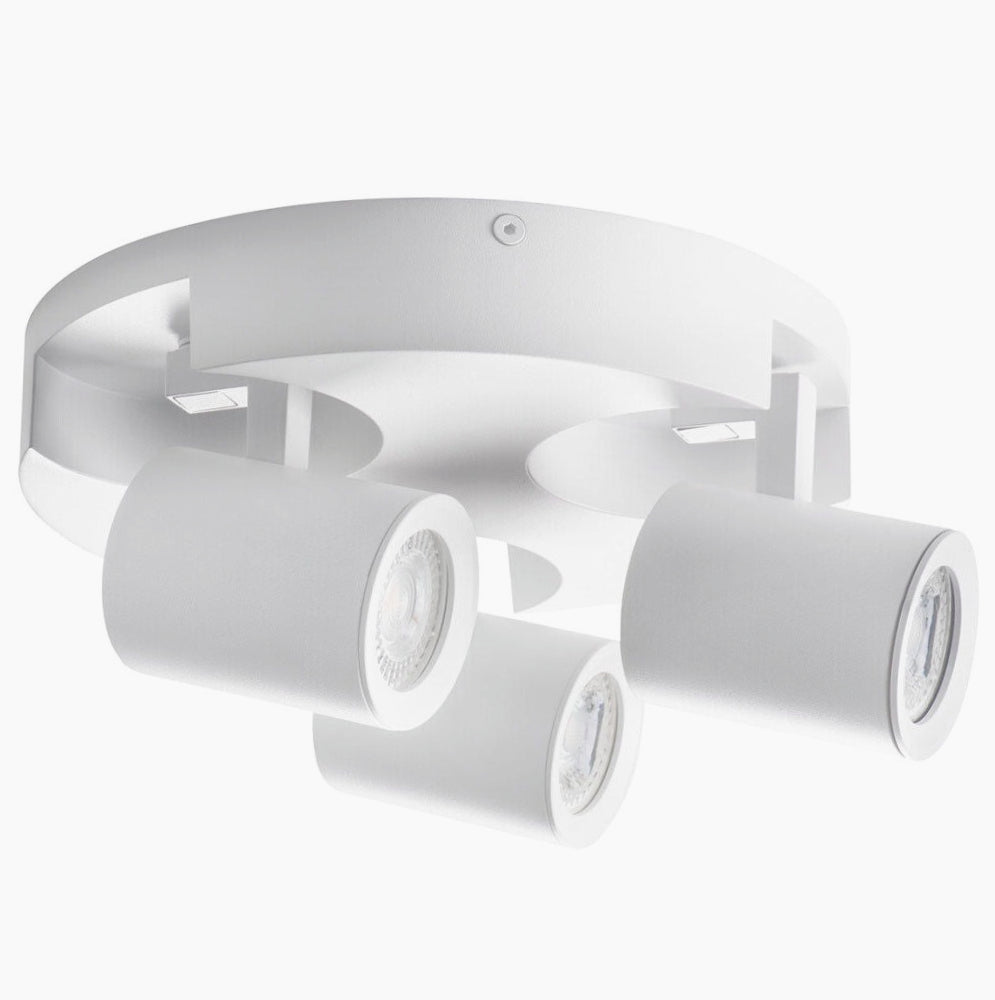 Plafoniera Tonda 3 Diffusori Orientabili - GU10 (Da Soffitto o Parete)