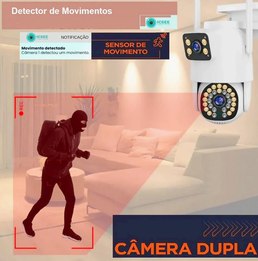 Telecamera Wi-Fi 2 obiettivi Full HD 2MPX, PTZ, 20 LED + 12 infrarossi