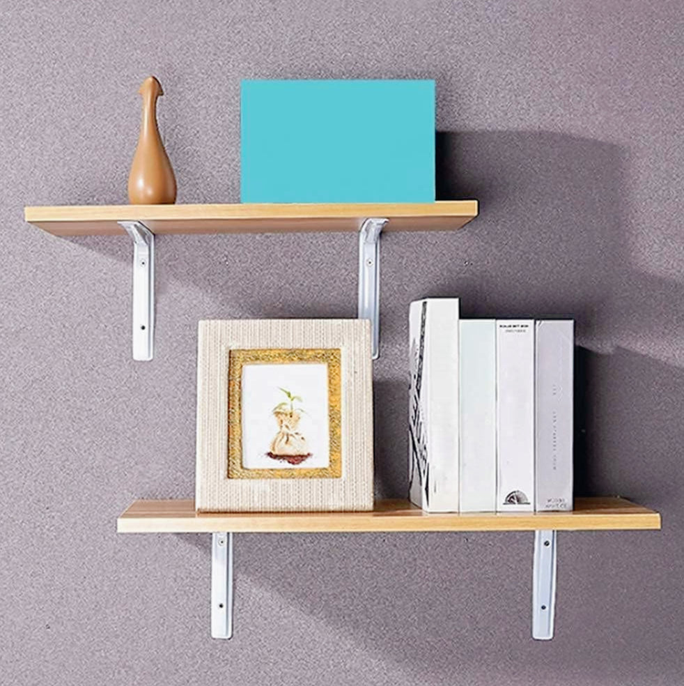 Staffe angolari 2 pezzi 250x200x30 mm in acciaio bianco – Supporto mensola a 90°