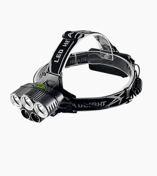 Torcia frontale ricaricabile – 5 LED (3 bianche + 2 blu), 5 modalità di luce