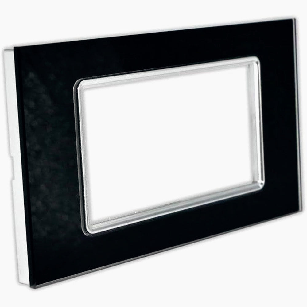 Placchetta in Vetro Nero 3-7 Posti – Compatibile con Living Light Cassetta 503