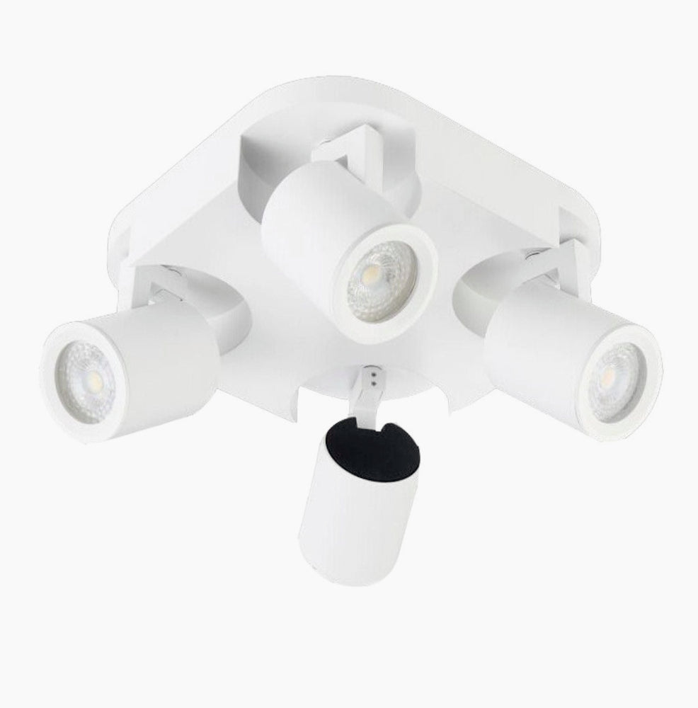 Plafoniera/Punto Luce Tonda 4 Diffusori Orientabili – GU10 (Da Soffitto o Parete)