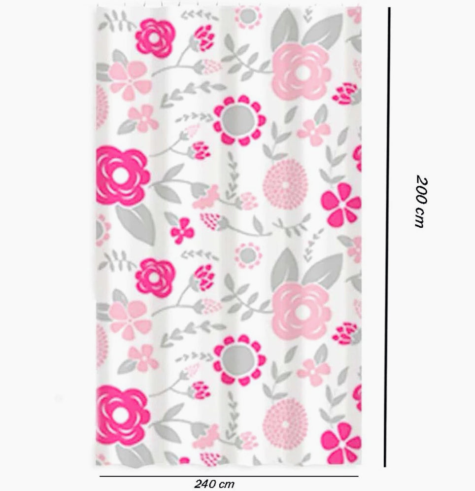 Tenda da doccia impermeabile in PVC – 180×180 cm, 12 ganci, motivo fiori rosa