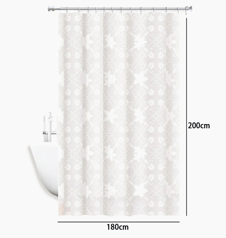 Tenda da doccia impermeabile in PVC – 12 ganci, motivo fiori, varie misure