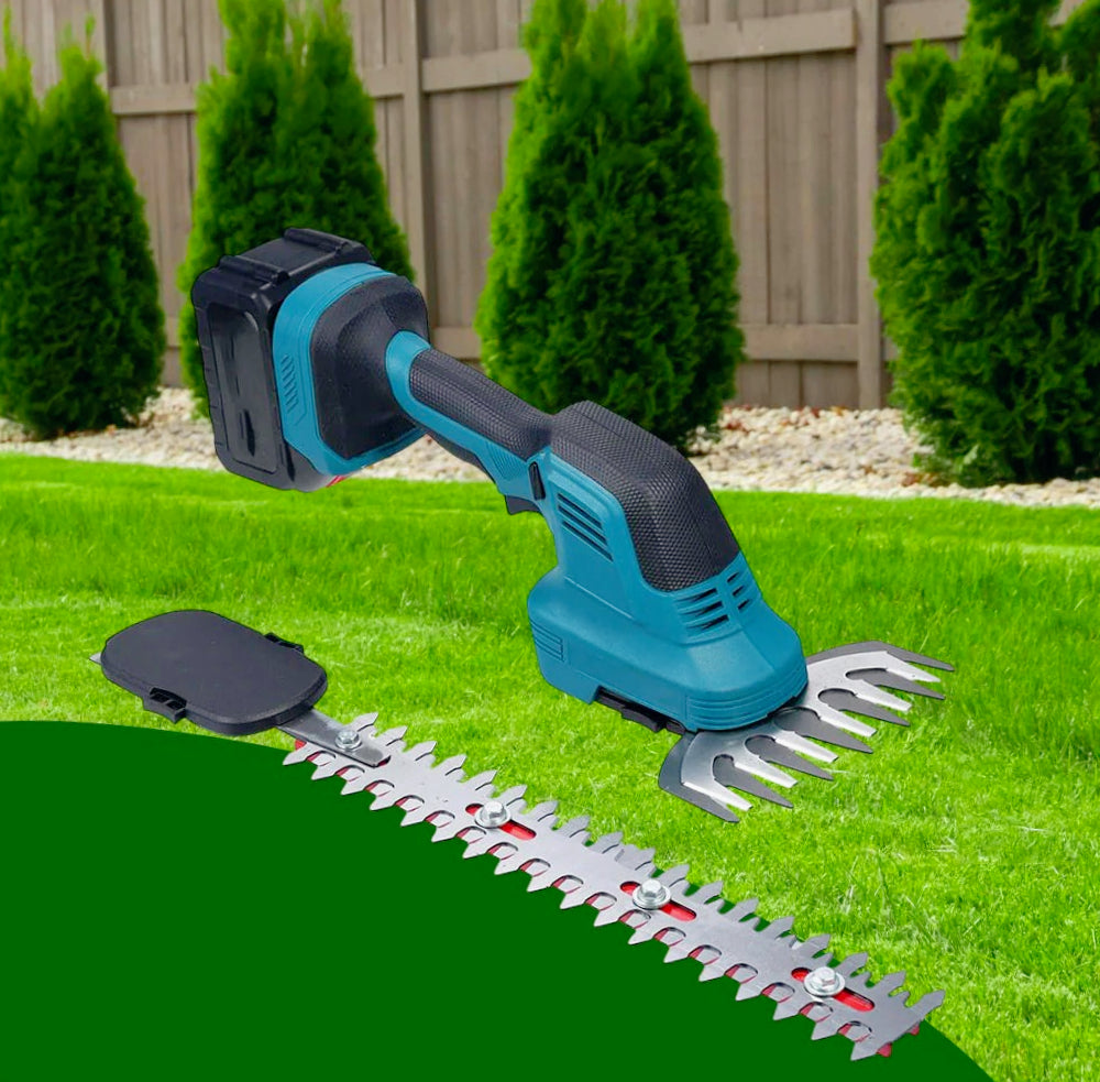 Tagliasiepi 2in1 con 2 lame, tagliaerba incluso, alimentato da doppia batteria 48V – Potenza e versatilità per il giardino