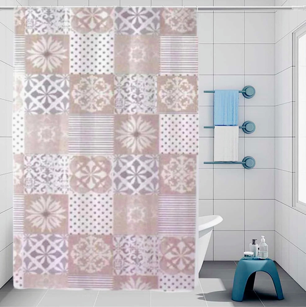 Tenda da doccia impermeabile in PVC – 180×180 cm, 12 ganci, motivo mattonelle
