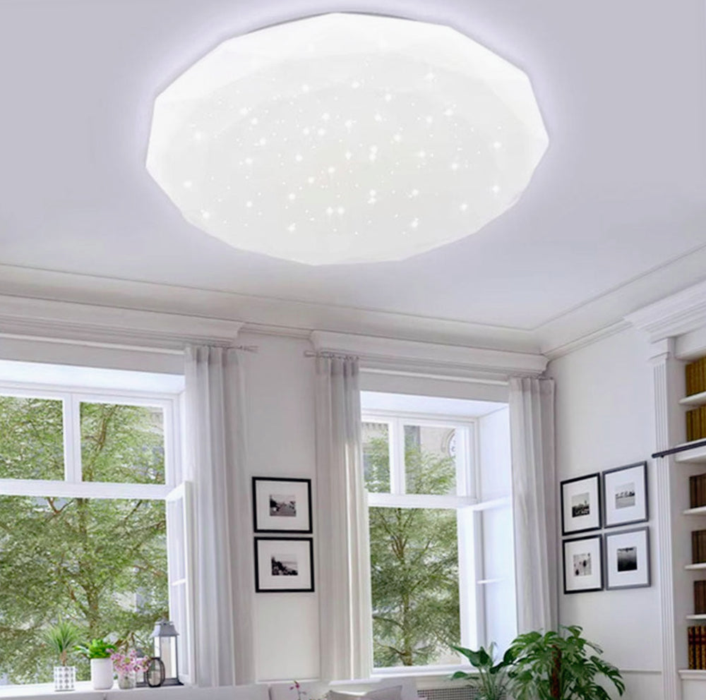 Plafoniera LED a Forma di Diamante con Puntini Trasparenti - 18W / 24W / 36W, CCT con Switch per 3 Colori di Luce (6500K / 4000K / 3000K)