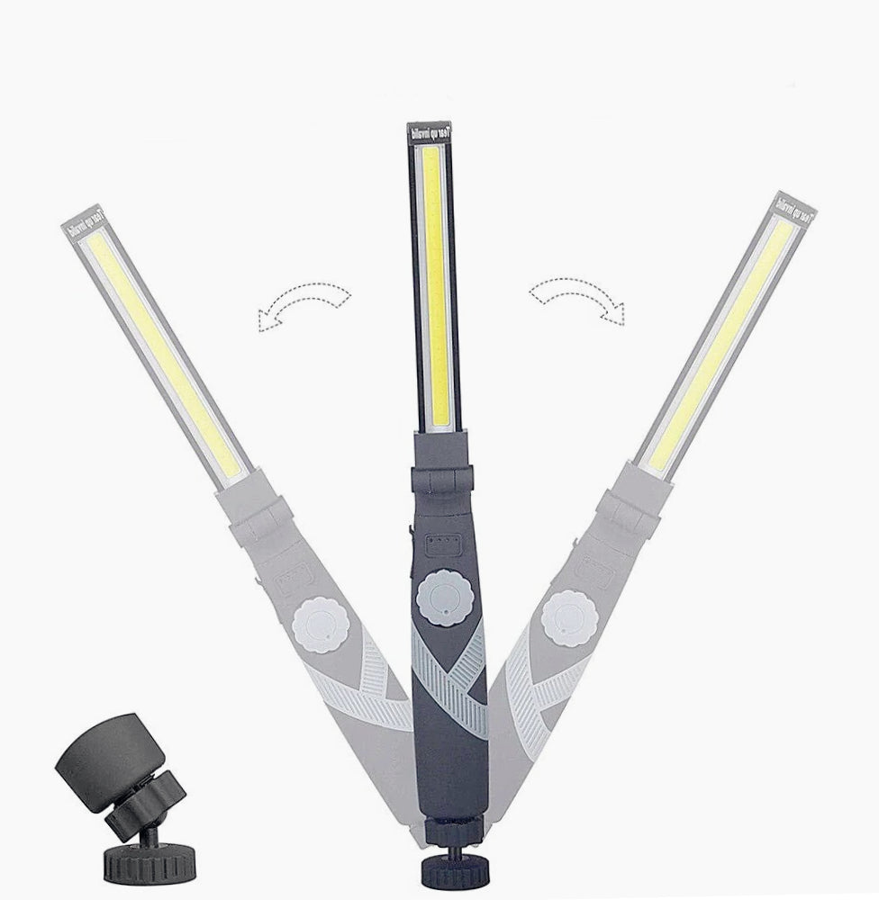 Torcia ricaricabile pieghevole a LED – Con base calamitata e regolazione luminosa (dimmerabile)