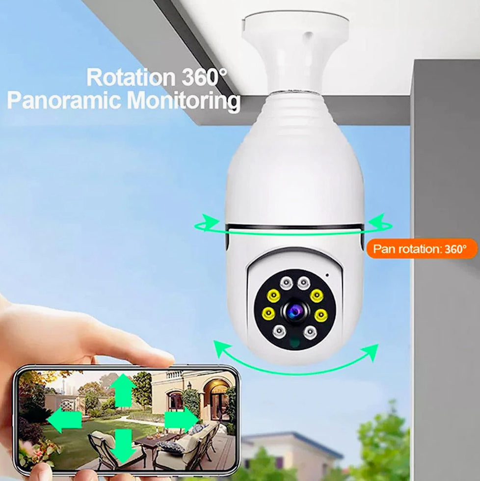 Telecamera IP a forma di lampadina E27 Wi-Fi 2.4 GHz – Lente 360° con App