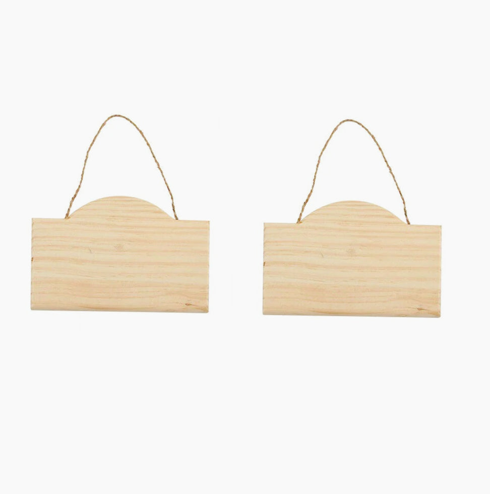 Targhette ad arco in legno 2 pezzi con corda in canapa - Ideali per decoupage e decorazioni