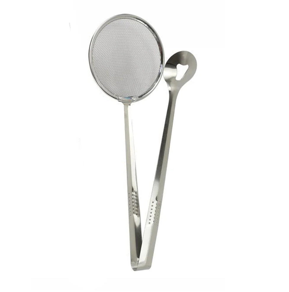 Pinza con colino per scolare frittura – Utensile da cucina multifunzione pinzetta-colino