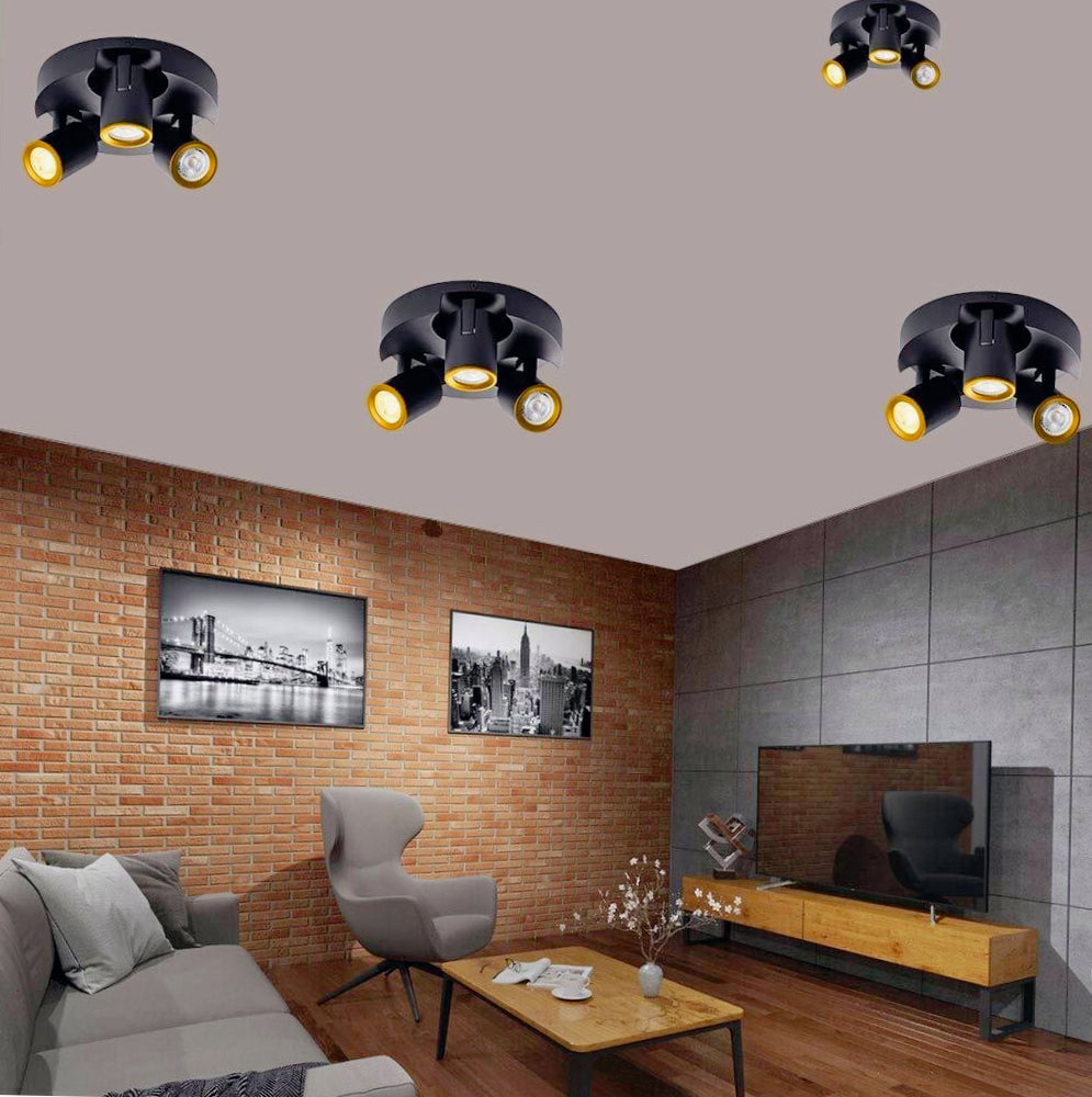 Plafoniera Tonda 3 Diffusori Orientabili - GU10 (Da Soffitto o Parete)