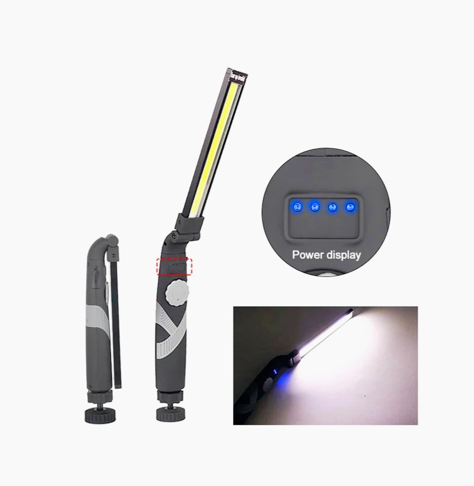 Torcia ricaricabile pieghevole a LED – Con base calamitata e regolazione luminosa (dimmerabile)
