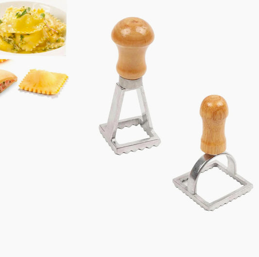Stampo per ravioli in alluminio con manico in legno – Format: 7x7 cm e 3,5x3,5 cm