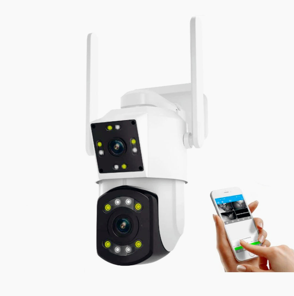 Telecamera Wi-Fi 2 obiettivi motorizzata con zoom, audio e video – Protezione IP66