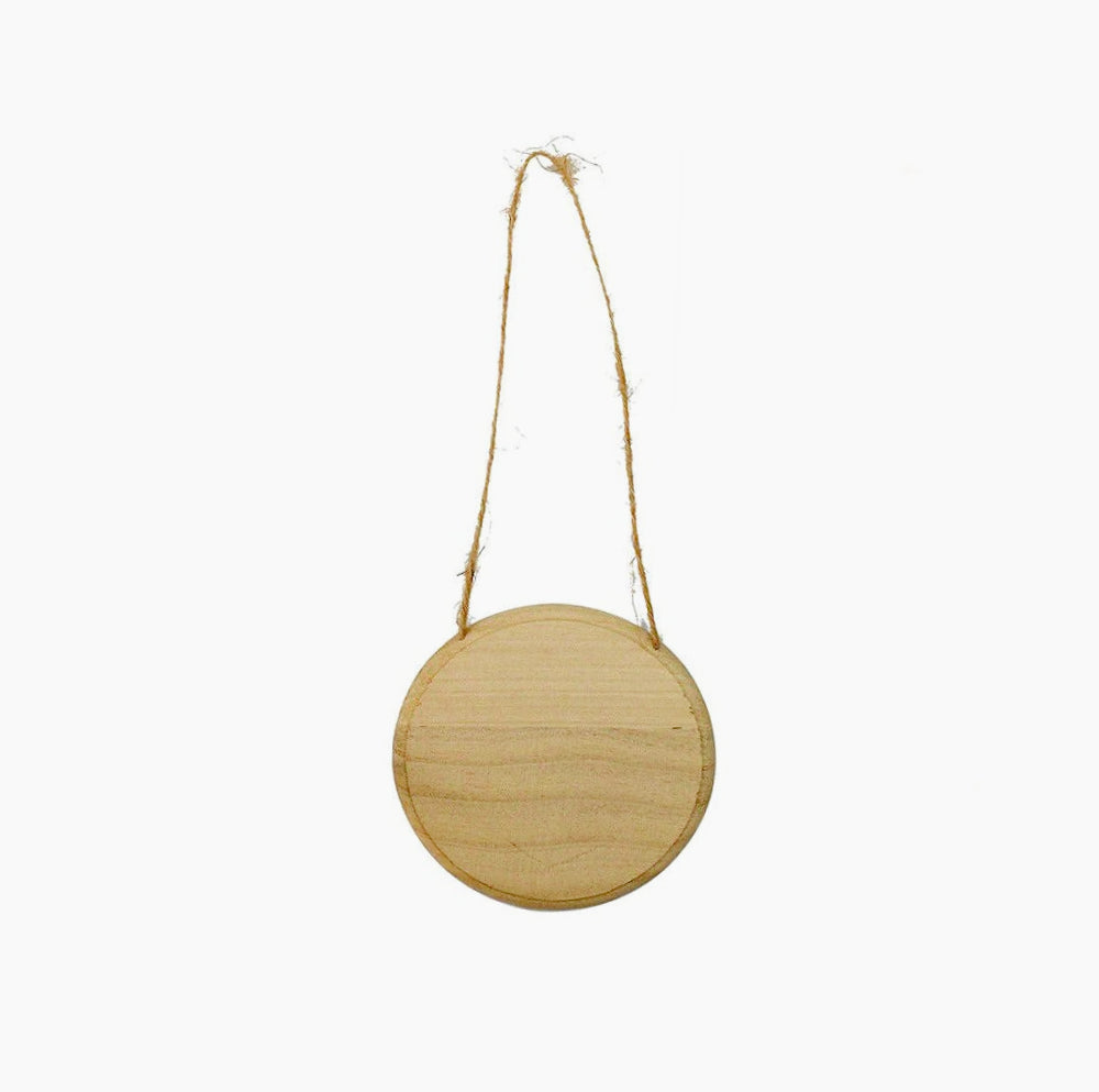 Targhetta tonda in legno 2 pezzi con corda in canapa - Perfette per decoupage e decorazioni