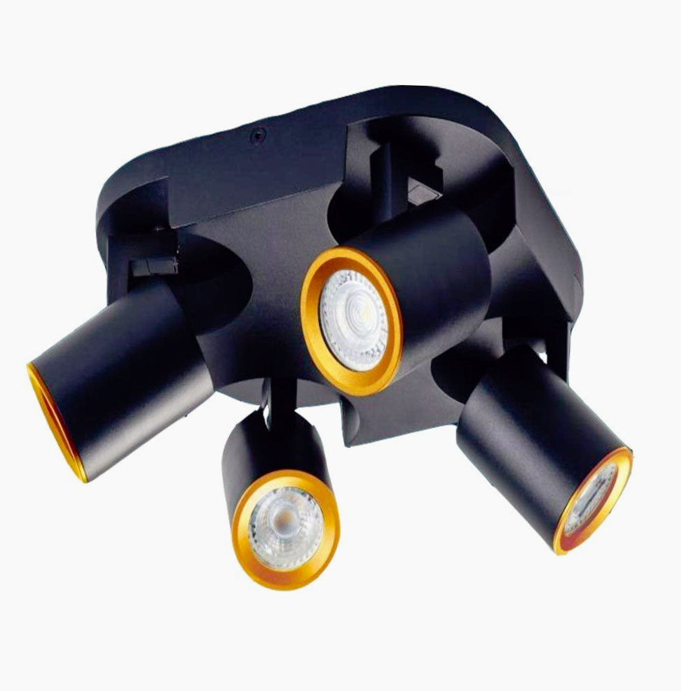 Plafoniera/Punto Luce Tonda 4 Diffusori Orientabili – GU10 (Da Soffitto o Parete)