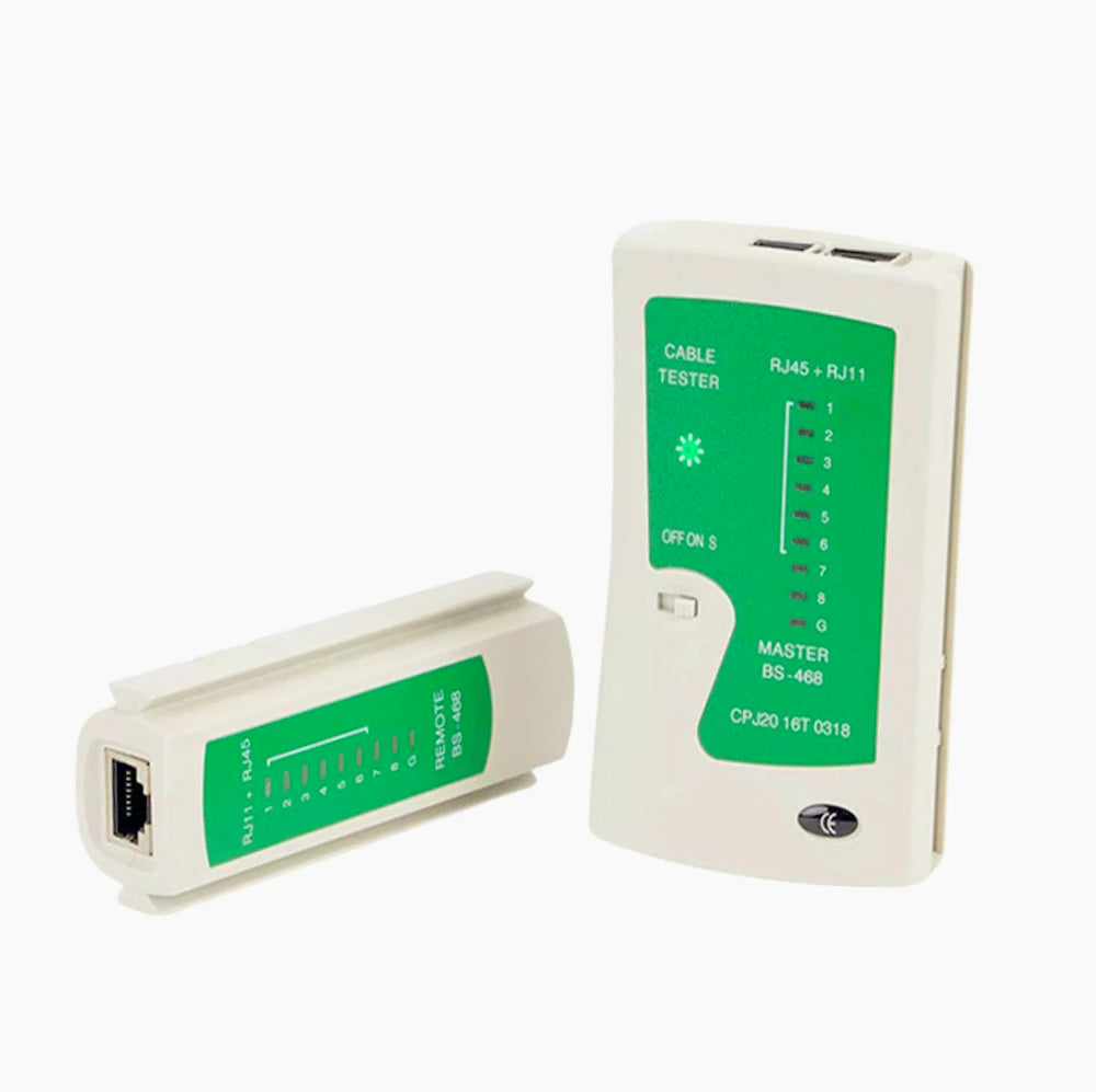 Tester cavi di rete e telecomunicazioni – RJ-45, RJ-11, RJ-12, Cat-5, USB – Con 9 LED per verifica