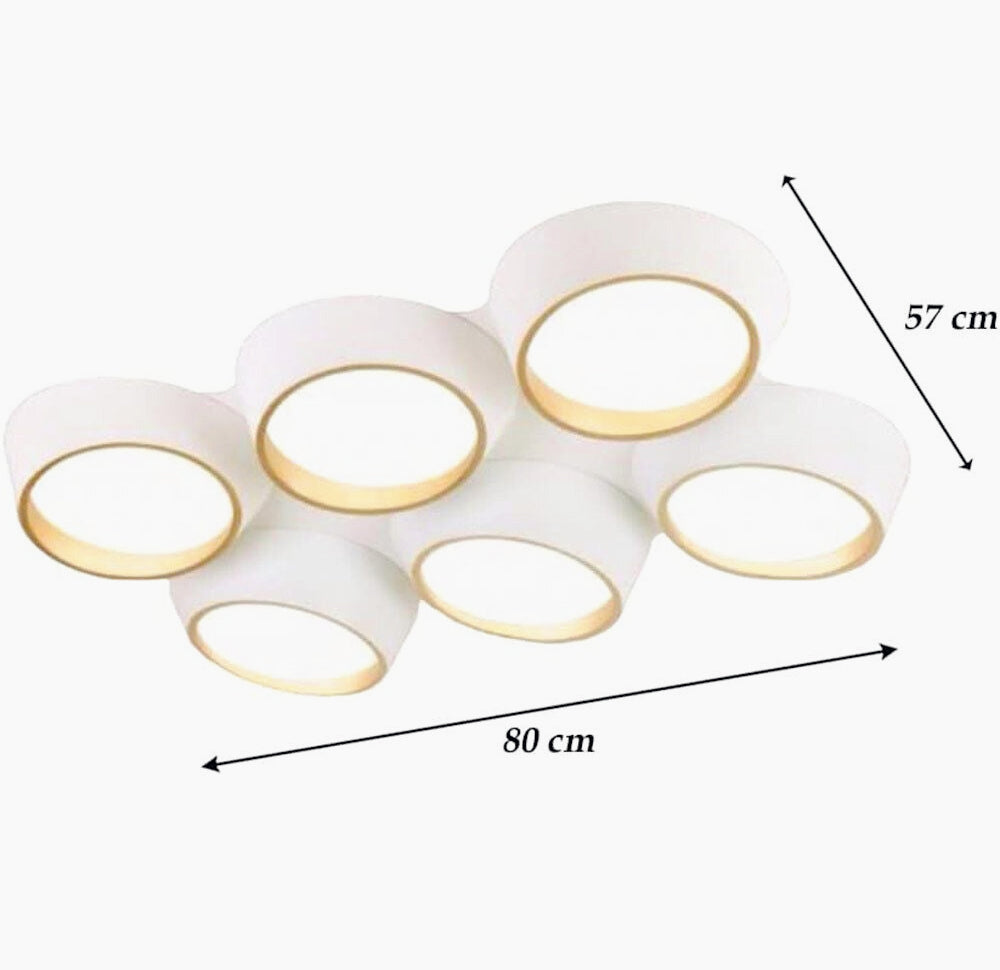 Plafoniera LED 120W - 6 Cerchi Irregolari con Tecnologia CCT (6500K / 4000K / 3000K)