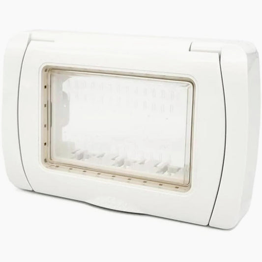 Placca idrobox IP55 bianca 3 posti, compatibile Living Light International 503