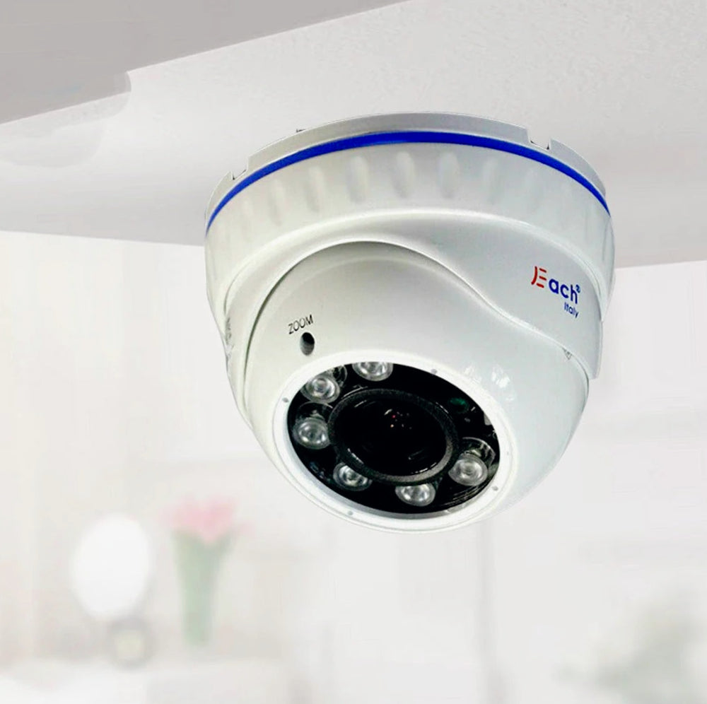 Telecamera dome AHD full HD 2MPX con lente varifocale 2,8-12mm e 6 LED - Sorveglianza interna ad alta definizione