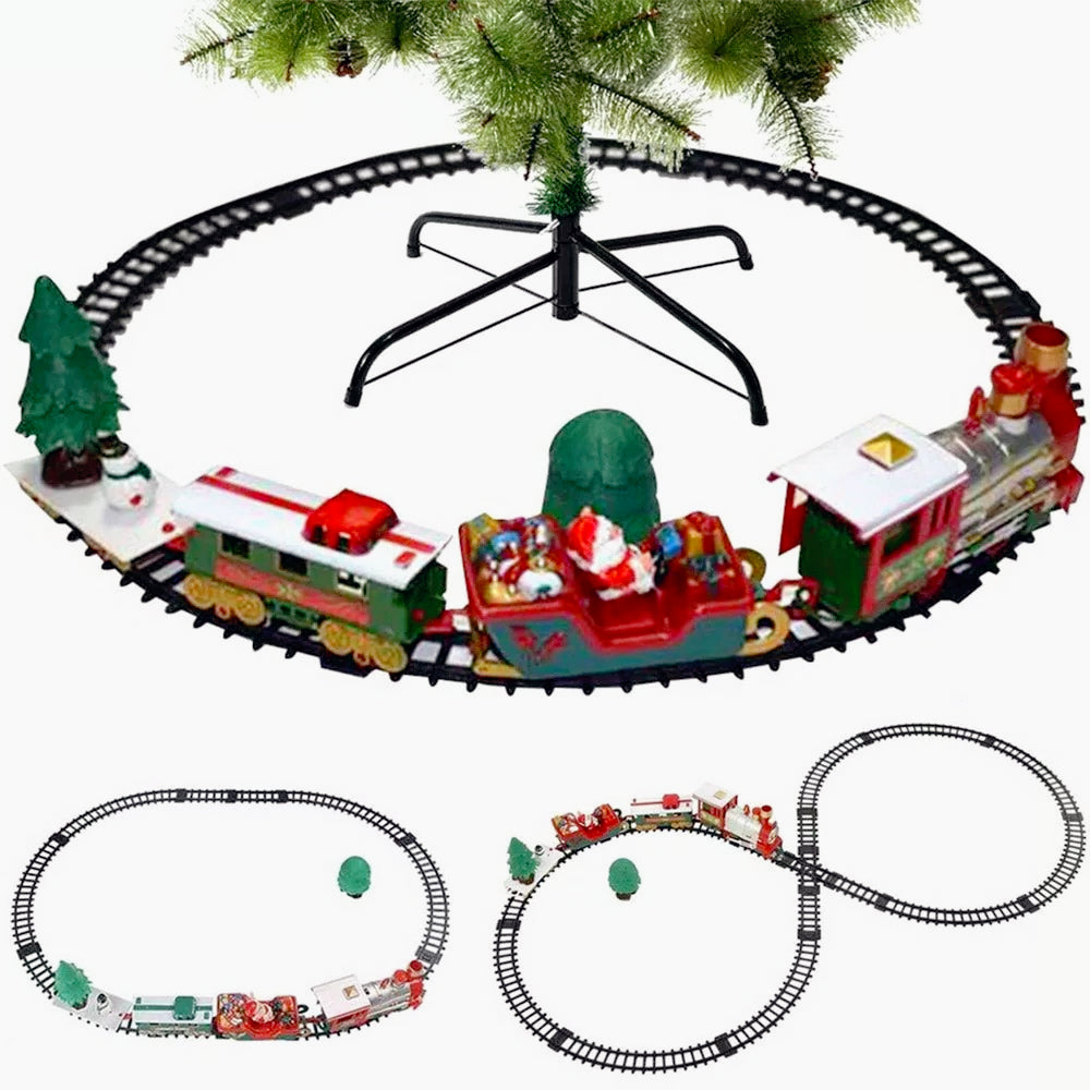 Trenino di Natale su binario 22PZ – Con luci, suoni e pista natalizia per decorare l’albero