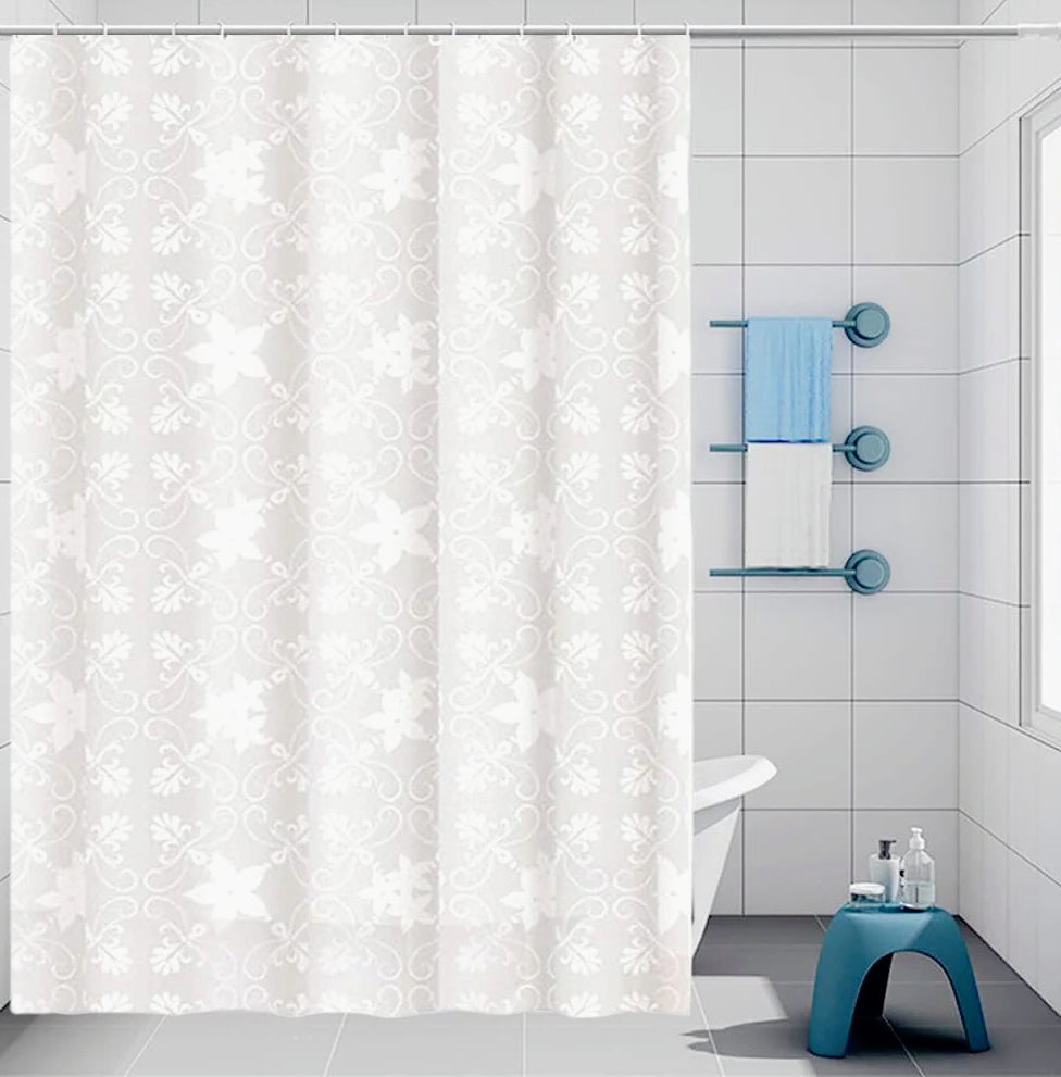 Tenda da doccia impermeabile in PVC – 12 ganci, motivo fiori, varie misure