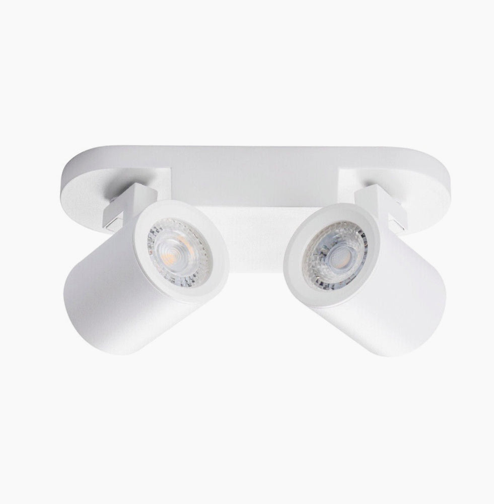 Plafoniera 2 Diffusori Orientabili - GU10, Colore Bianco/Nero (Da Soffitto o Parete)
