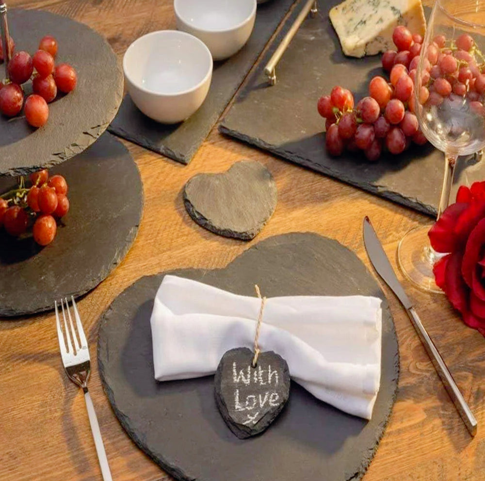 Vassoio da portata a cuore in ardesia – Piatto e minimal per aperitivi e antipasti
