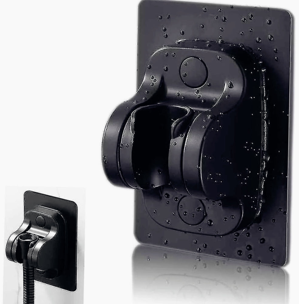 Supporto per doccia universale adesivo regolabile con gancio nero – Pratico e resistente per fissare gli accessori