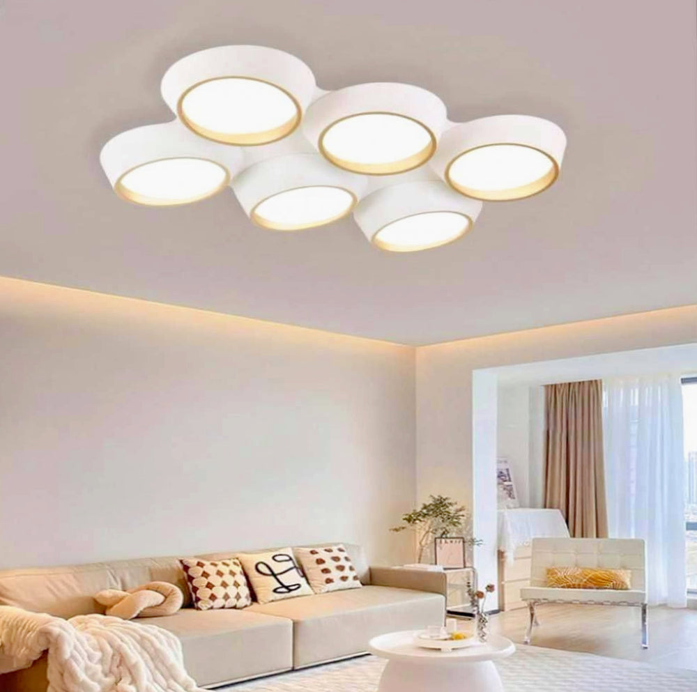 Plafoniera LED 120W - 6 Cerchi Irregolari con Tecnologia CCT (6500K / 4000K / 3000K)
