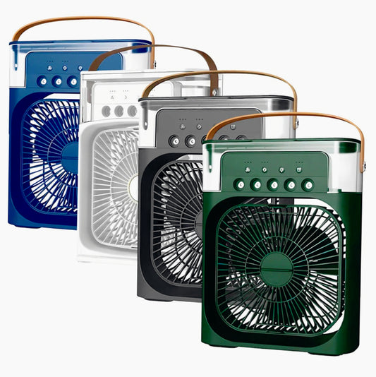 Ventilatore 3 velocità con vaporizzatore profumatore e luci LED – Multifunzione per freschezza, aroma e atmosfera