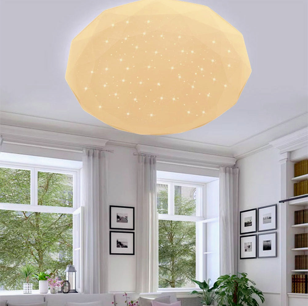 Plafoniera LED a Forma di Diamante con Puntini Trasparenti - 18W / 24W / 36W, CCT con Switch per 3 Colori di Luce (6500K / 4000K / 3000K)